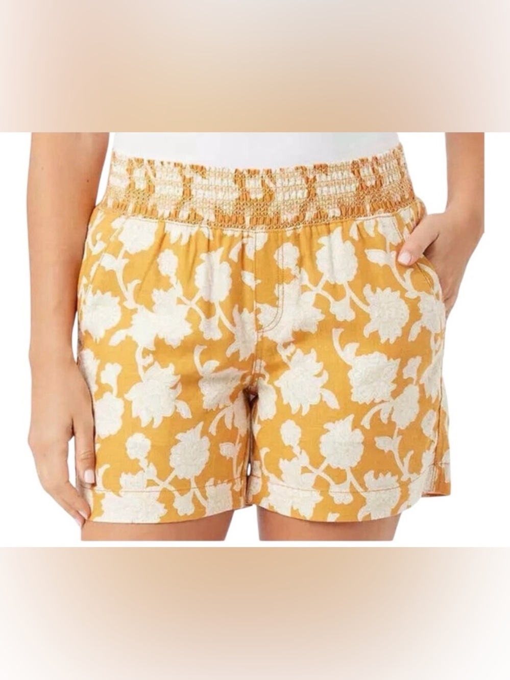 Briggs Linen Blend Pull On Short Golden Yellow‎